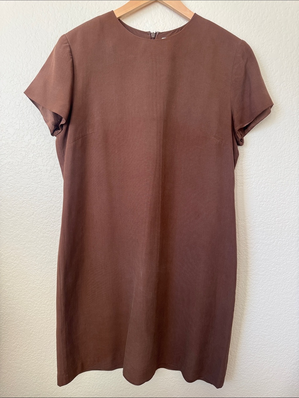 Vintage Ann Taylor Chocolate Brown Short-Sleeve Silk Dress